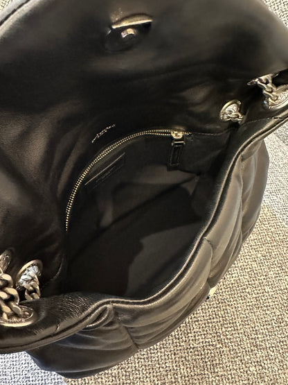 Yves Saint Laurent LouLou Puffer in Black Quilted Lambskin Leather
