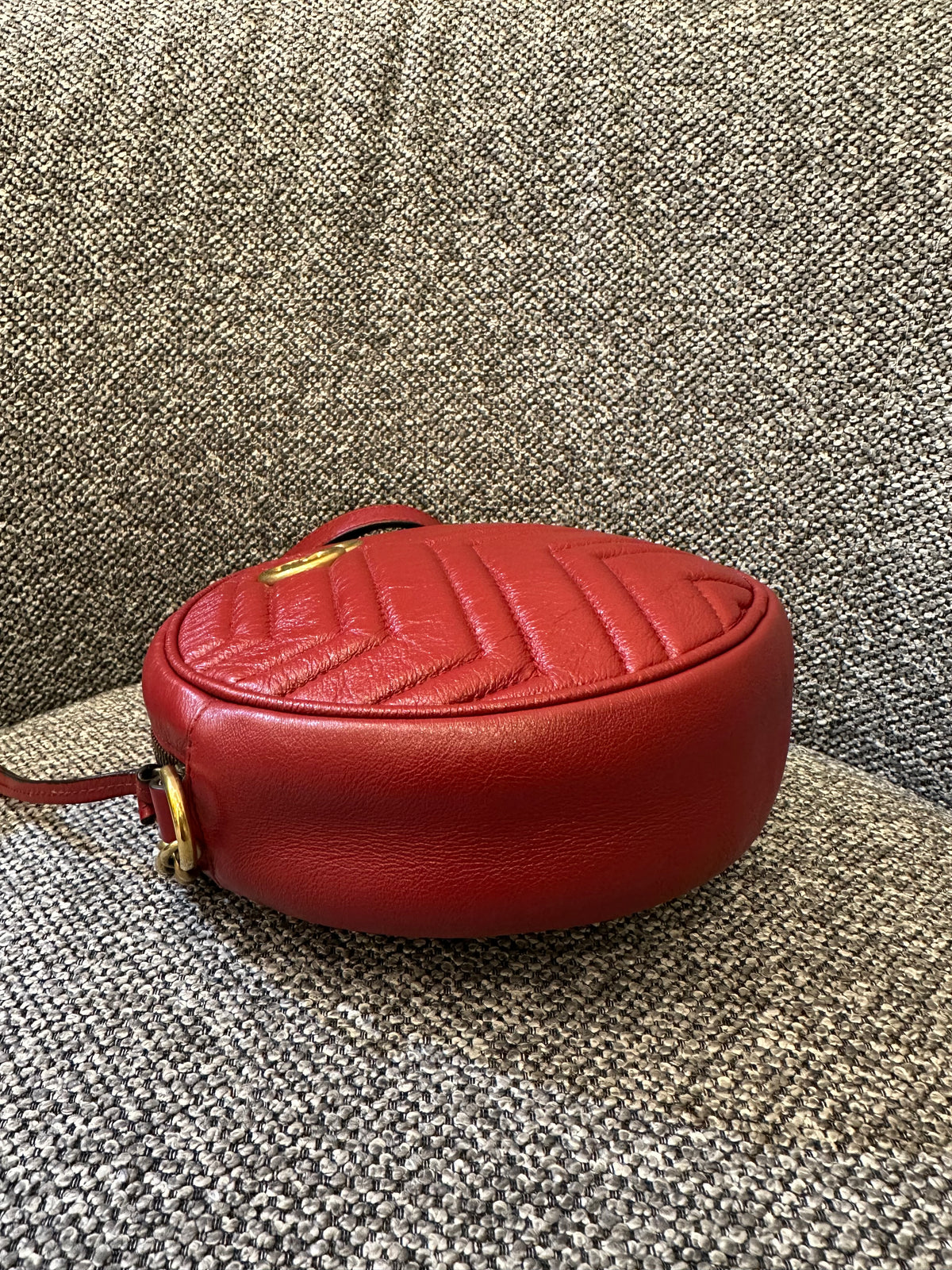 Gucci GG Marmont Round Mini Crossbody Bag in Red Quilted Leather