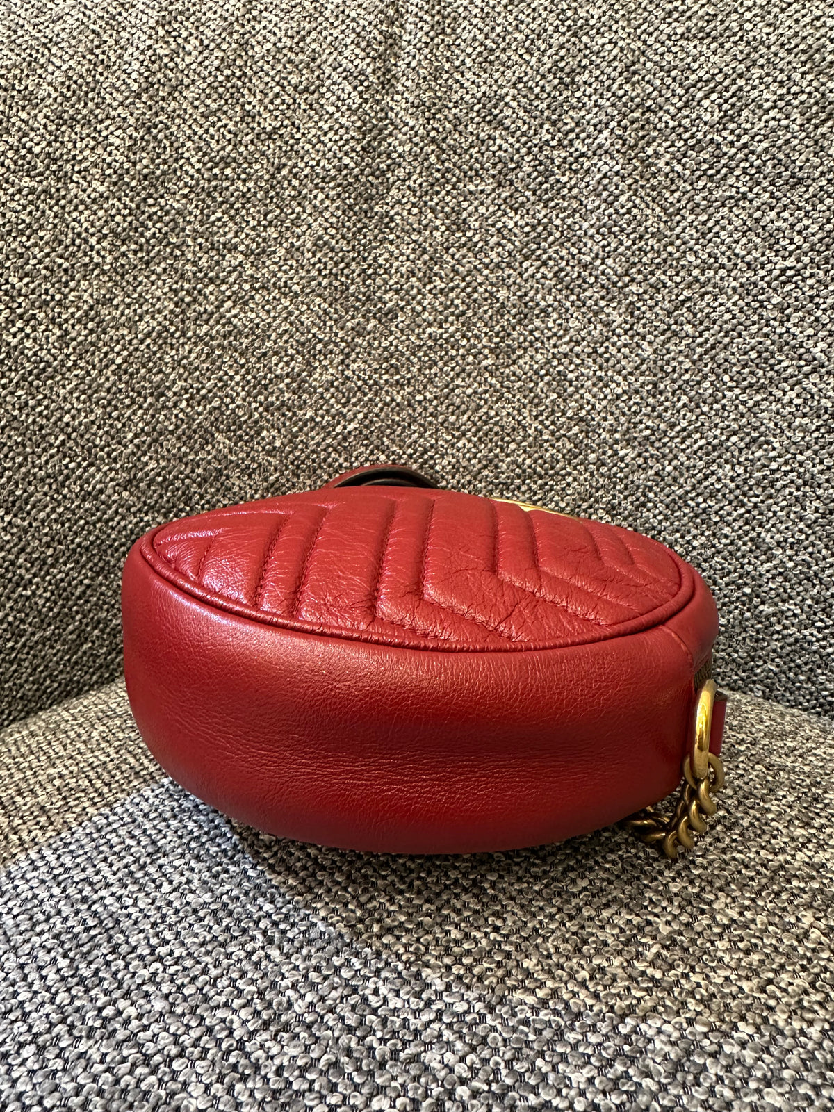 Gucci GG Marmont Round Mini Crossbody Bag in Red Quilted Leather