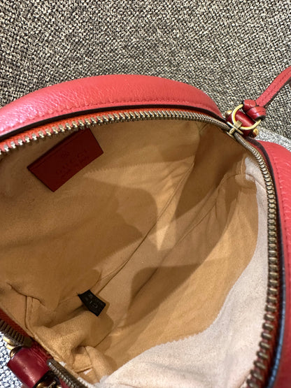 Gucci GG Marmont Round Mini Crossbody Bag in Red Quilted Leather