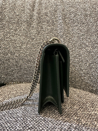 Yves Saint Laurent Mini Sunset Shoulder Bag in Emerald Green Leather