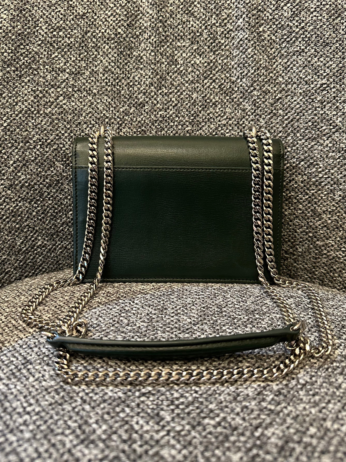 Yves Saint Laurent Mini Sunset Shoulder Bag in Emerald Green Leather