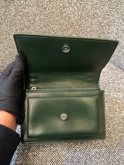 Yves Saint Laurent Mini Sunset Shoulder Bag in Emerald Green Leather