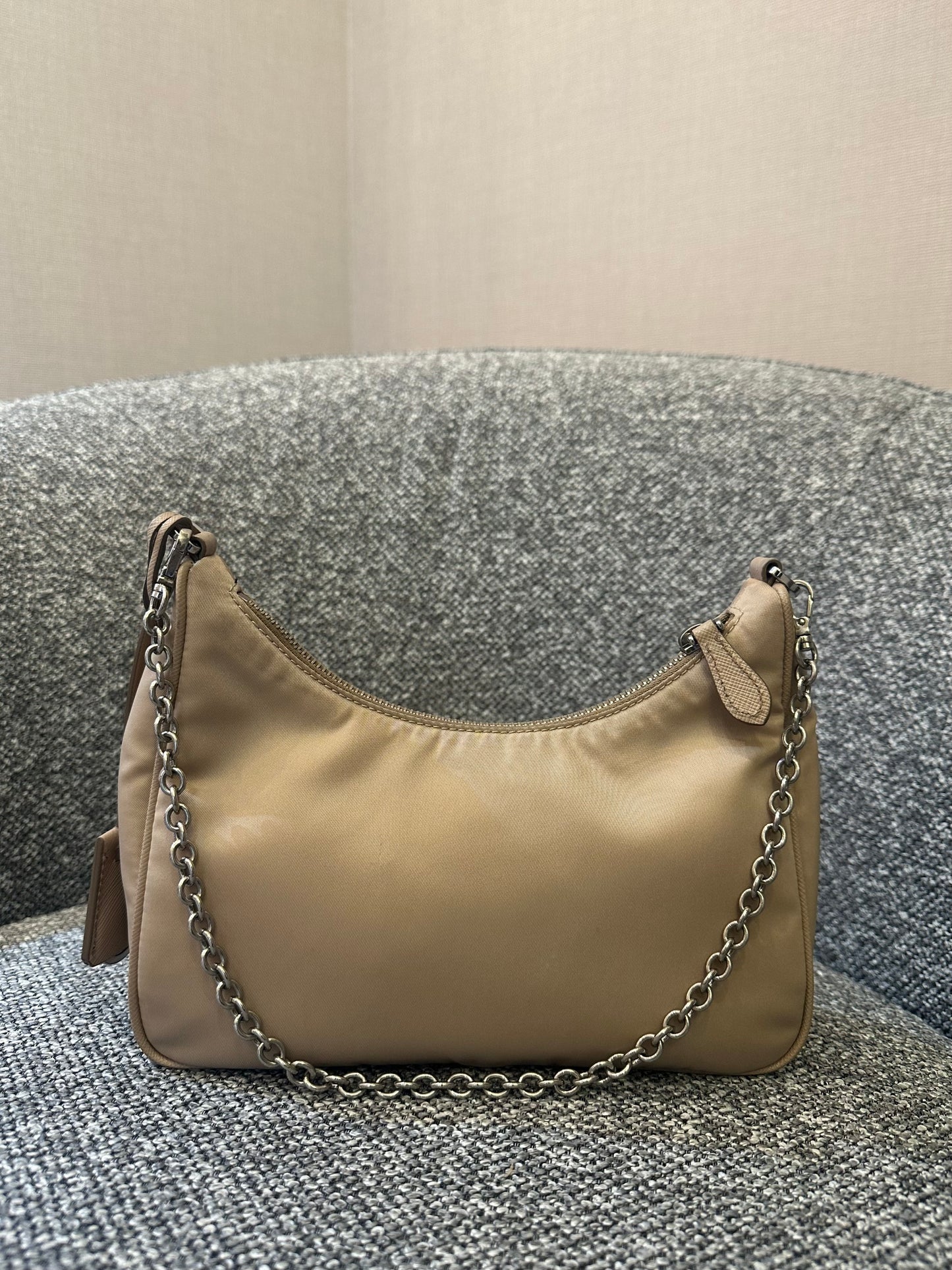 Prada Re-Edition 2005 Mini Hobo Bag in Beige
