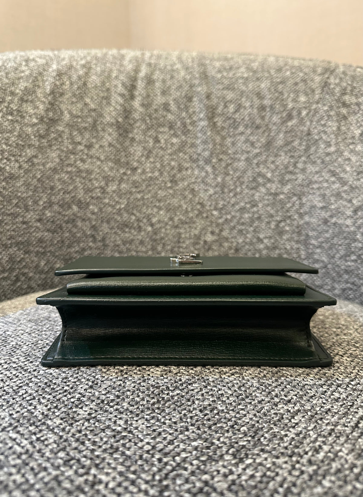 Yves Saint Laurent Mini Sunset Shoulder Bag in Emerald Green Leather