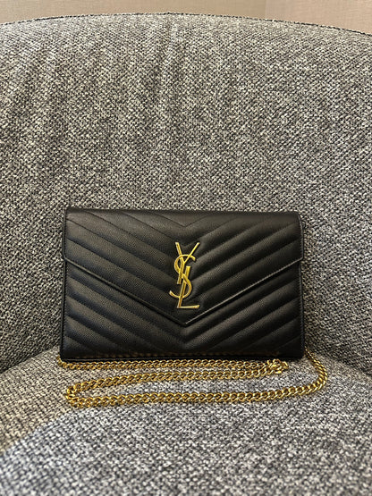 Yves Saint Laurent Cassandre Monogram in Caviar Leather