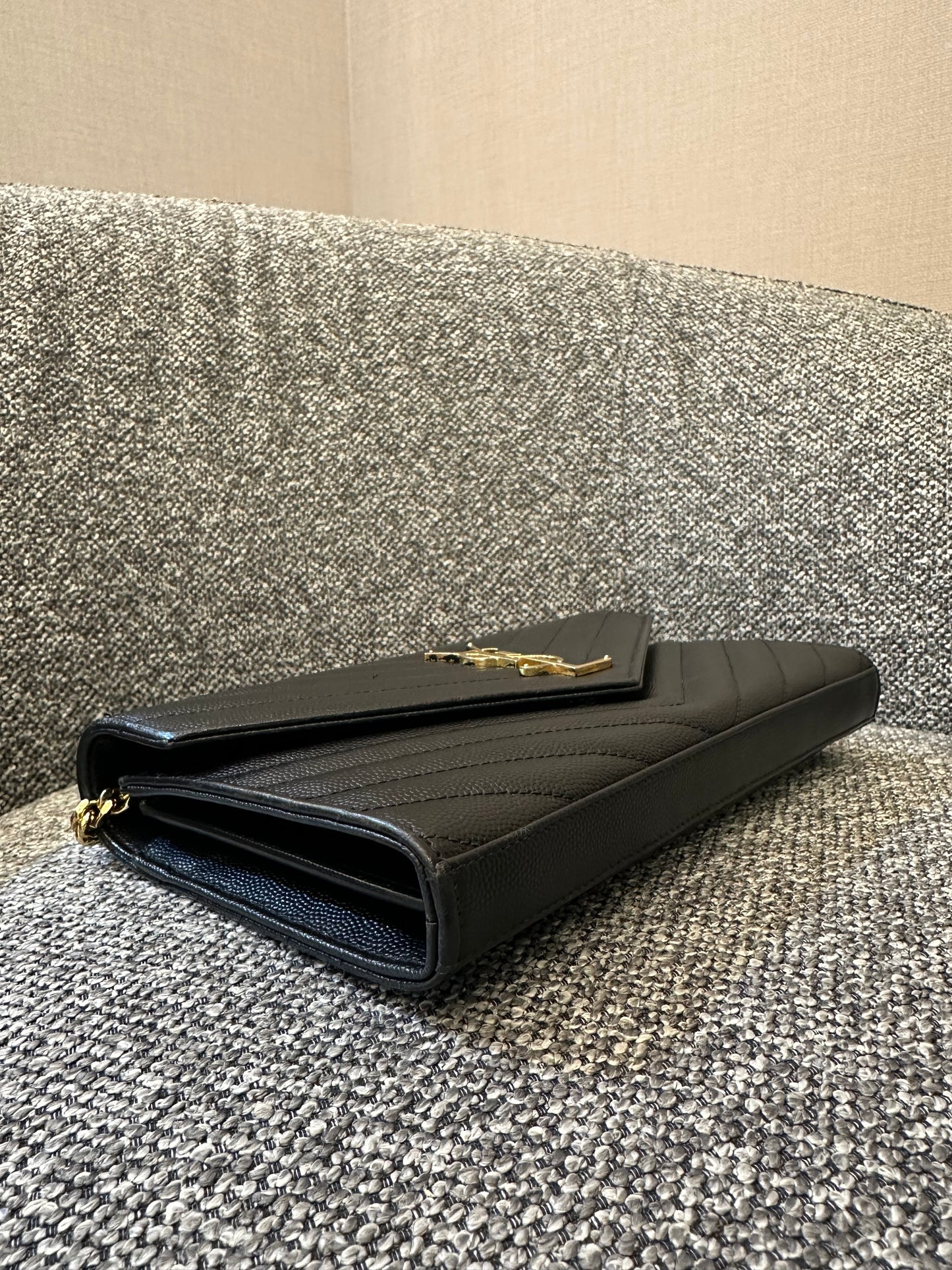 Yves Saint Laurent Cassandre Monogram in Caviar Leather