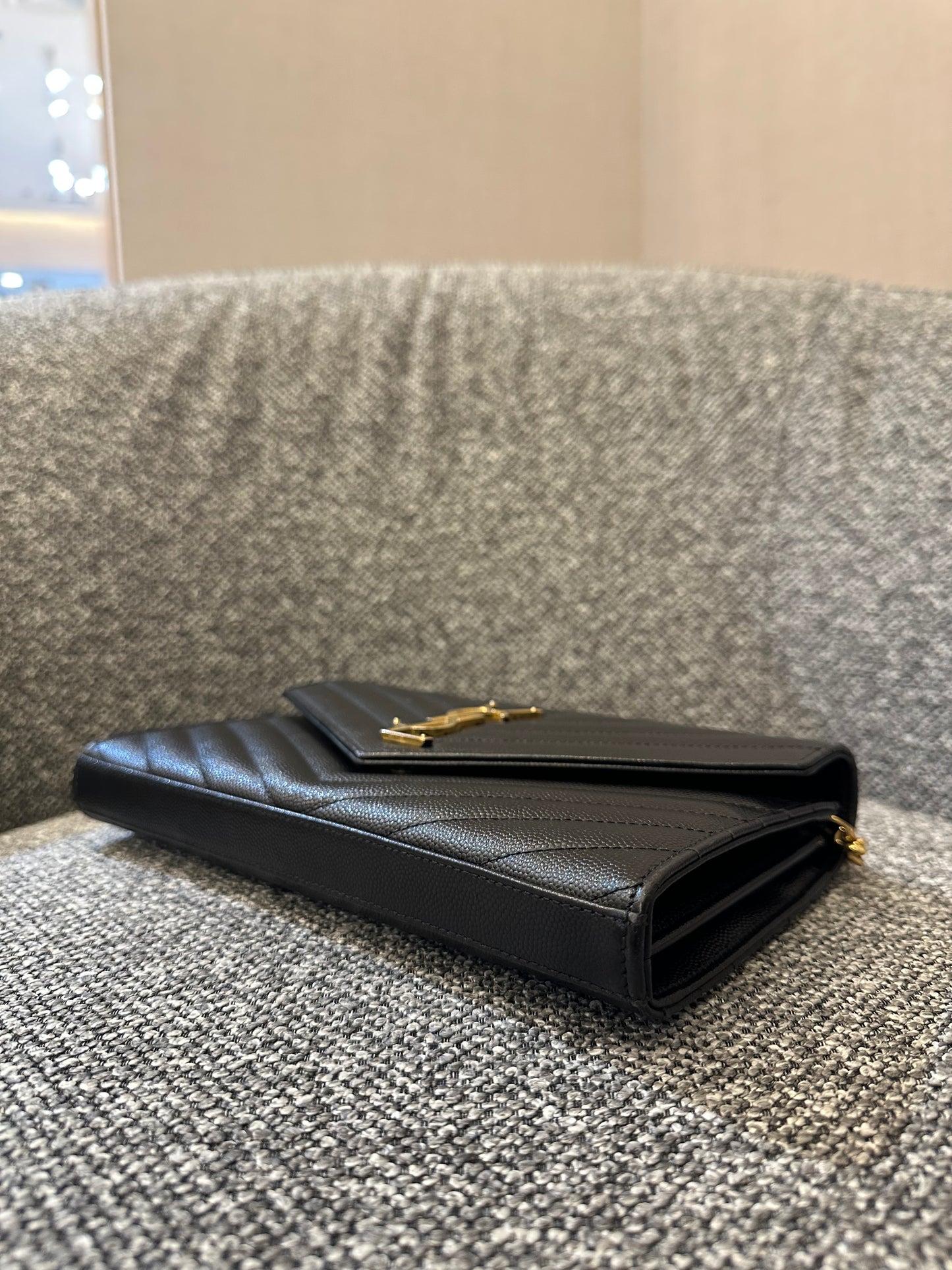 Yves Saint Laurent Cassandre Monogram in Caviar Leather