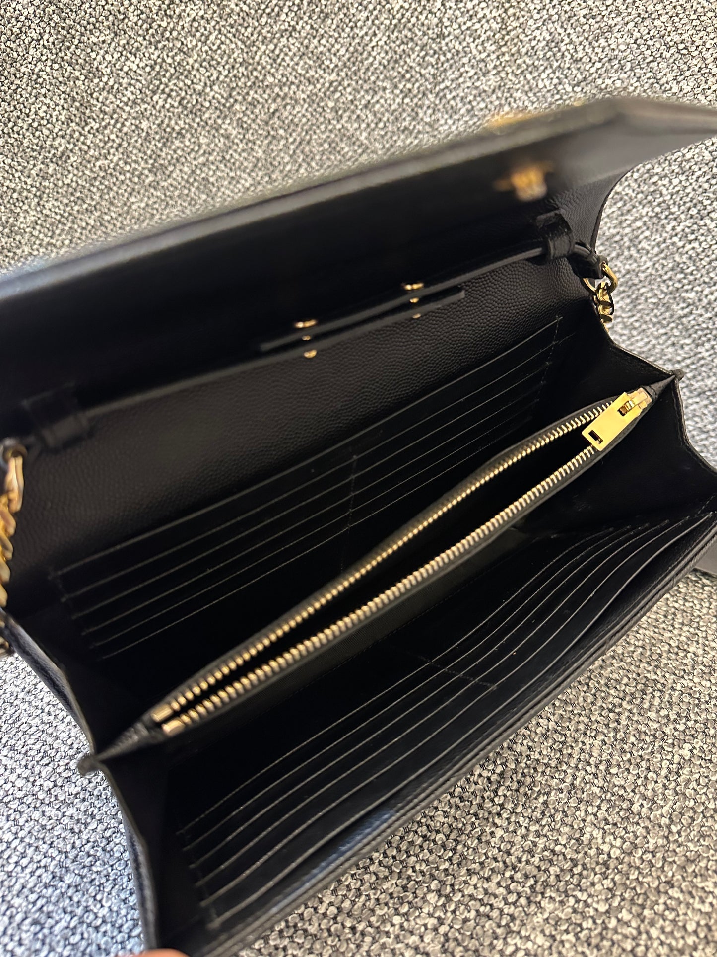 Yves Saint Laurent Cassandre Monogram in Caviar Leather