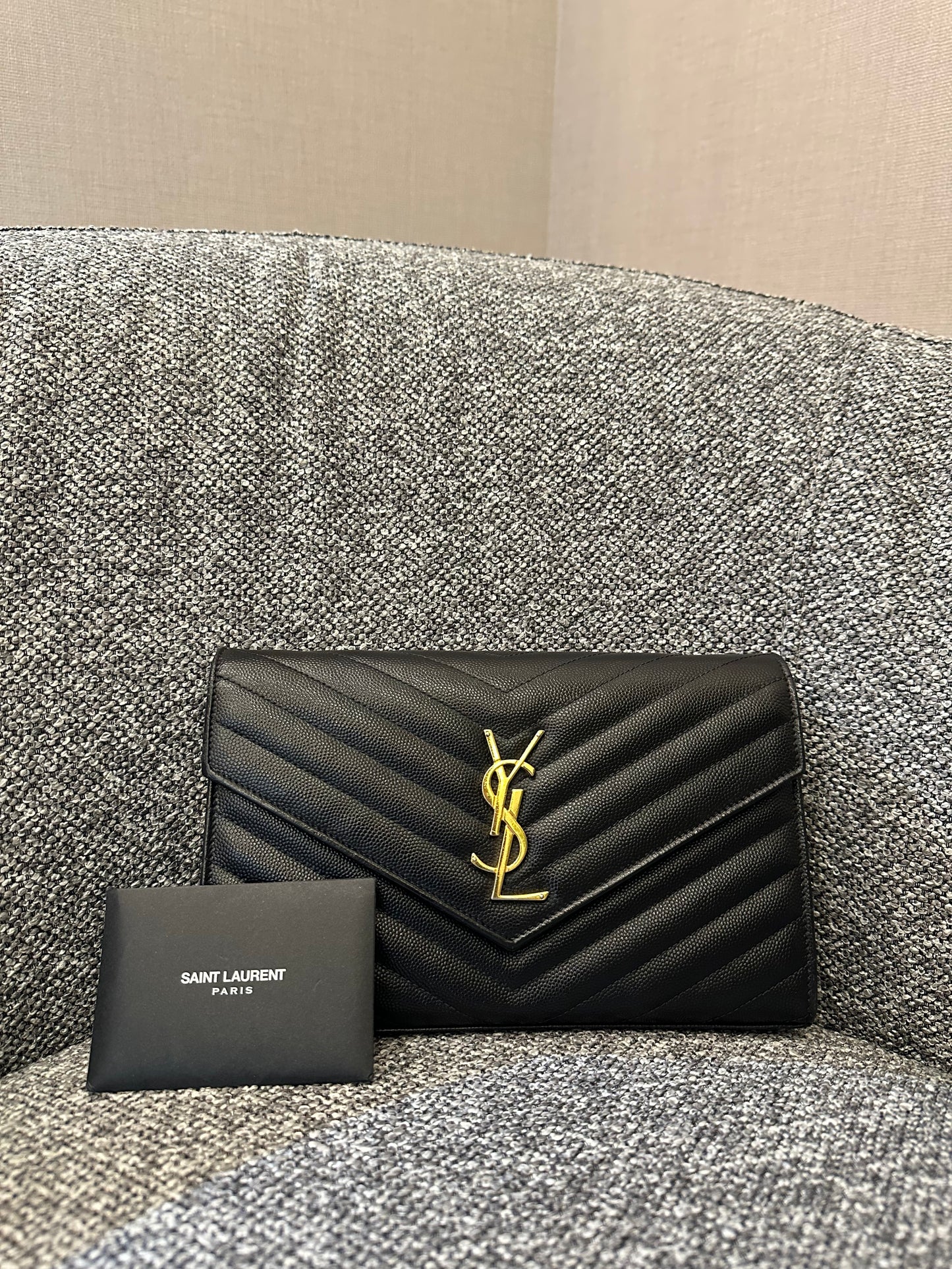 Yves Saint Laurent Cassandre Monogram in Caviar Leather