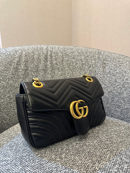 Gucci GG Marmont Shoulder Bag in Black Leather