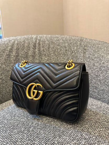 Gucci GG Marmont Shoulder Bag in Black Leather