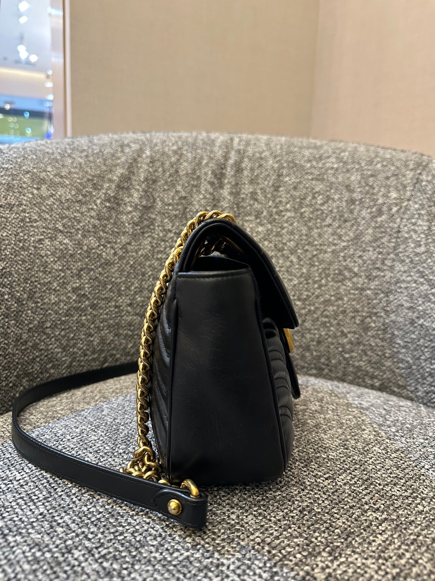 Gucci GG Marmont Shoulder Bag in Black Leather
