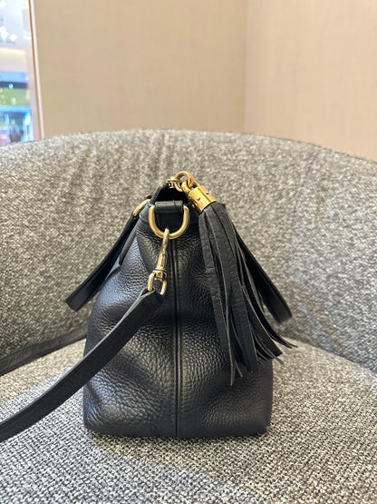 Gucci Soho Top Handle Bag in Black Grained Leather