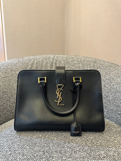 Yves Saint Laurent Baby Cabas Small Monogram in Black Calfskin Leather