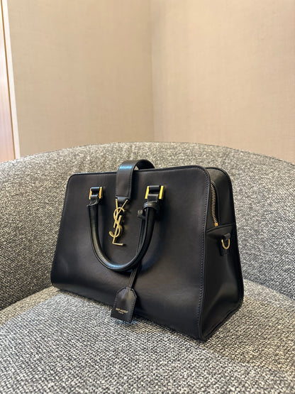Yves Saint Laurent Baby Cabas Small Monogram in Black Calfskin Leather