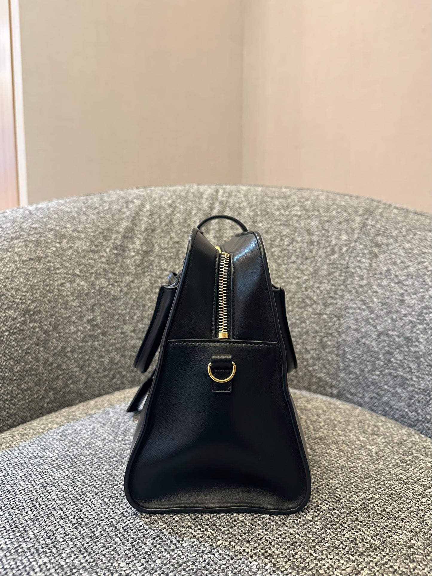 Yves Saint Laurent Baby Cabas Small Monogram in Black Calfskin Leather