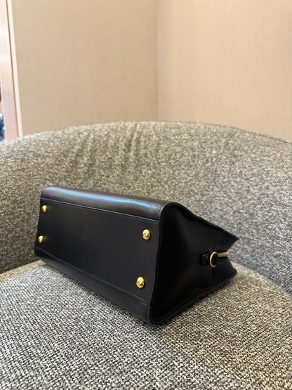 Yves Saint Laurent Baby Cabas Small Monogram in Black Calfskin Leather