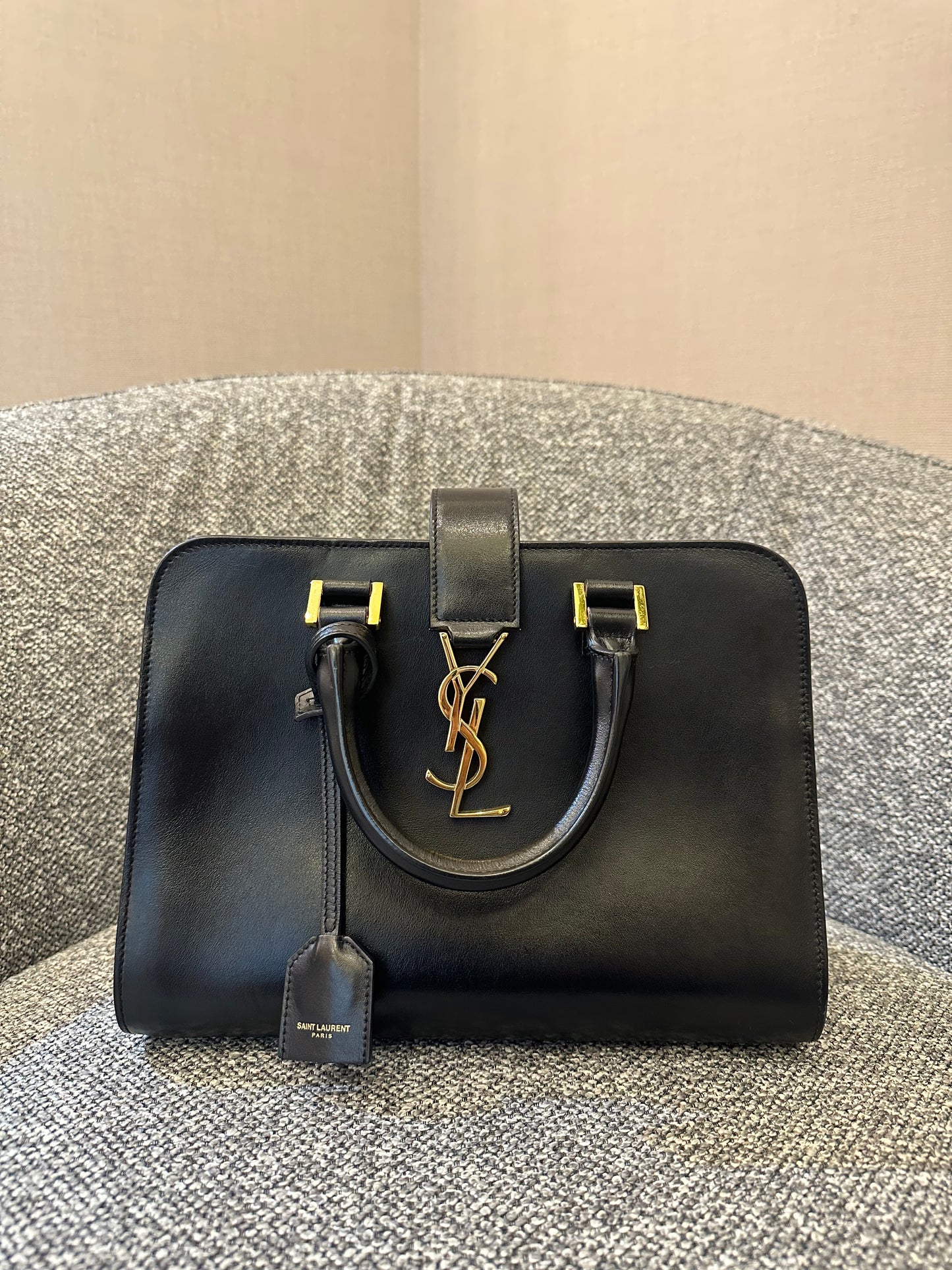 Yves Saint Laurent Baby Cabas Monogram in Black Calfskin Leather