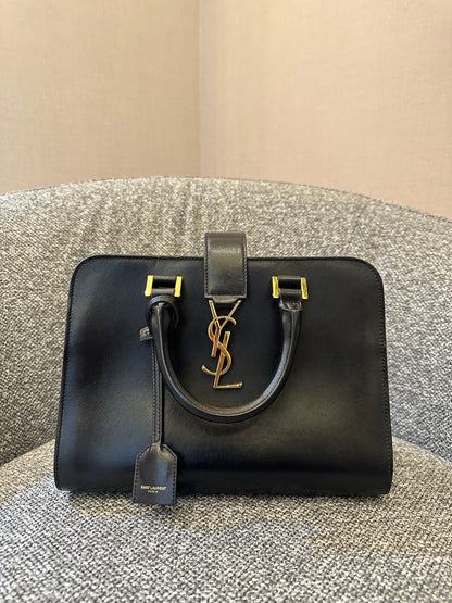 Yves Saint Laurent Baby Cabas Monogram in Black Calfskin Leather