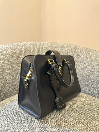 Yves Saint Laurent Baby Cabas Monogram in Black Calfskin Leather