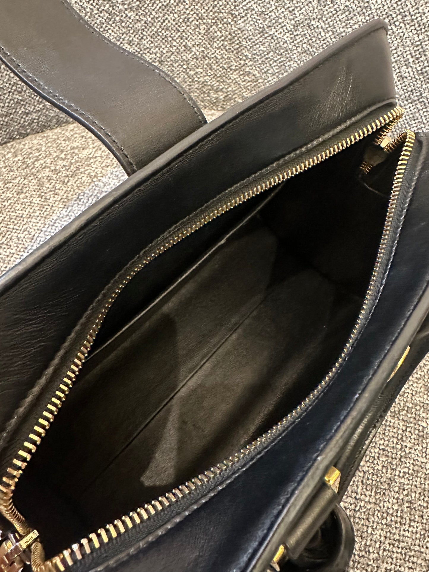 Yves Saint Laurent Baby Cabas Monogram in Black Calfskin Leather