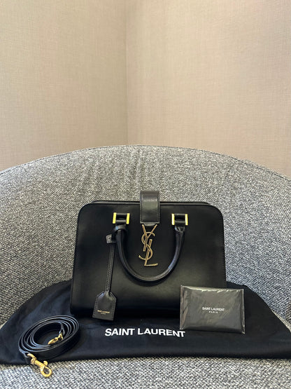 Yves Saint Laurent Baby Cabas Monogram in Black Calfskin Leather
