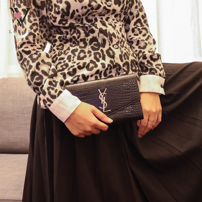 Black Embossed Uptown Crossbody Bag