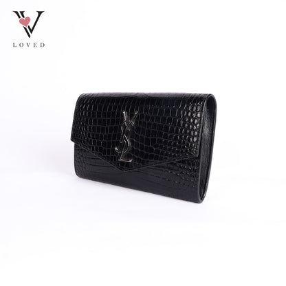 Black Embossed Uptown Crossbody Bag
