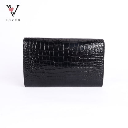 Black Embossed Uptown Crossbody Bag