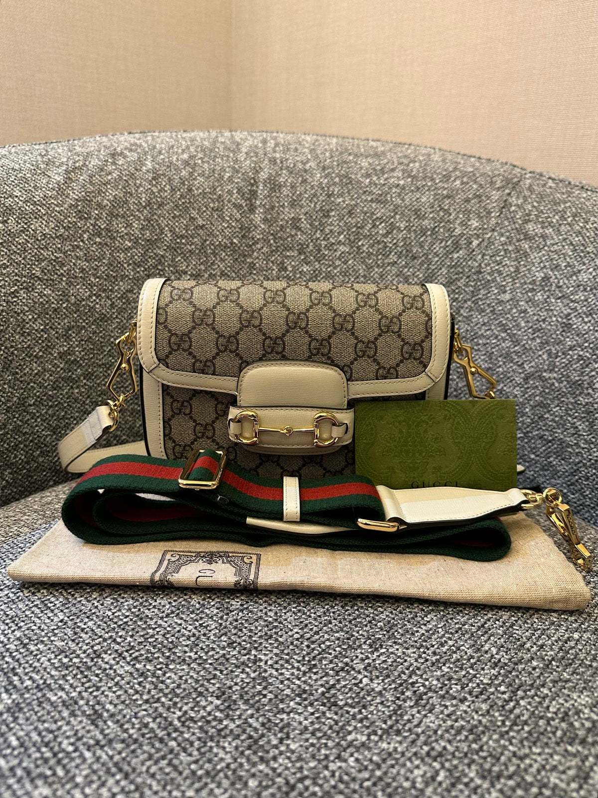 Gucci Horsebit 1955 Mini Crossbody Bag in White