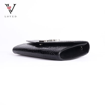Black Embossed Uptown Crossbody Bag