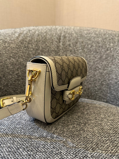 Gucci Horsebit 1955 Mini Crossbody Bag in White