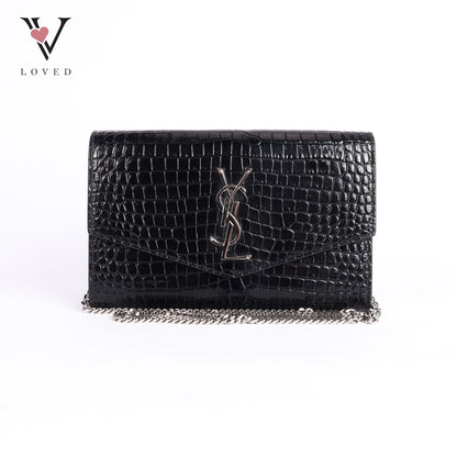 Black Embossed Uptown Crossbody Bag