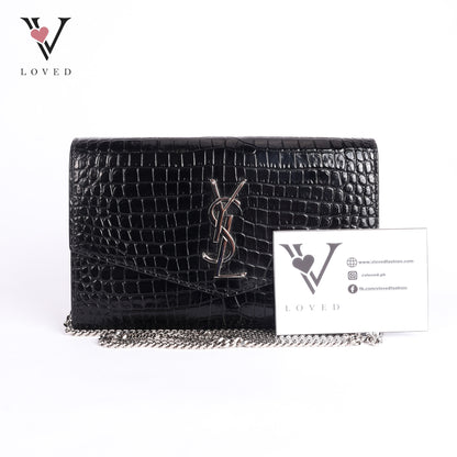 Black Embossed Uptown Crossbody Bag