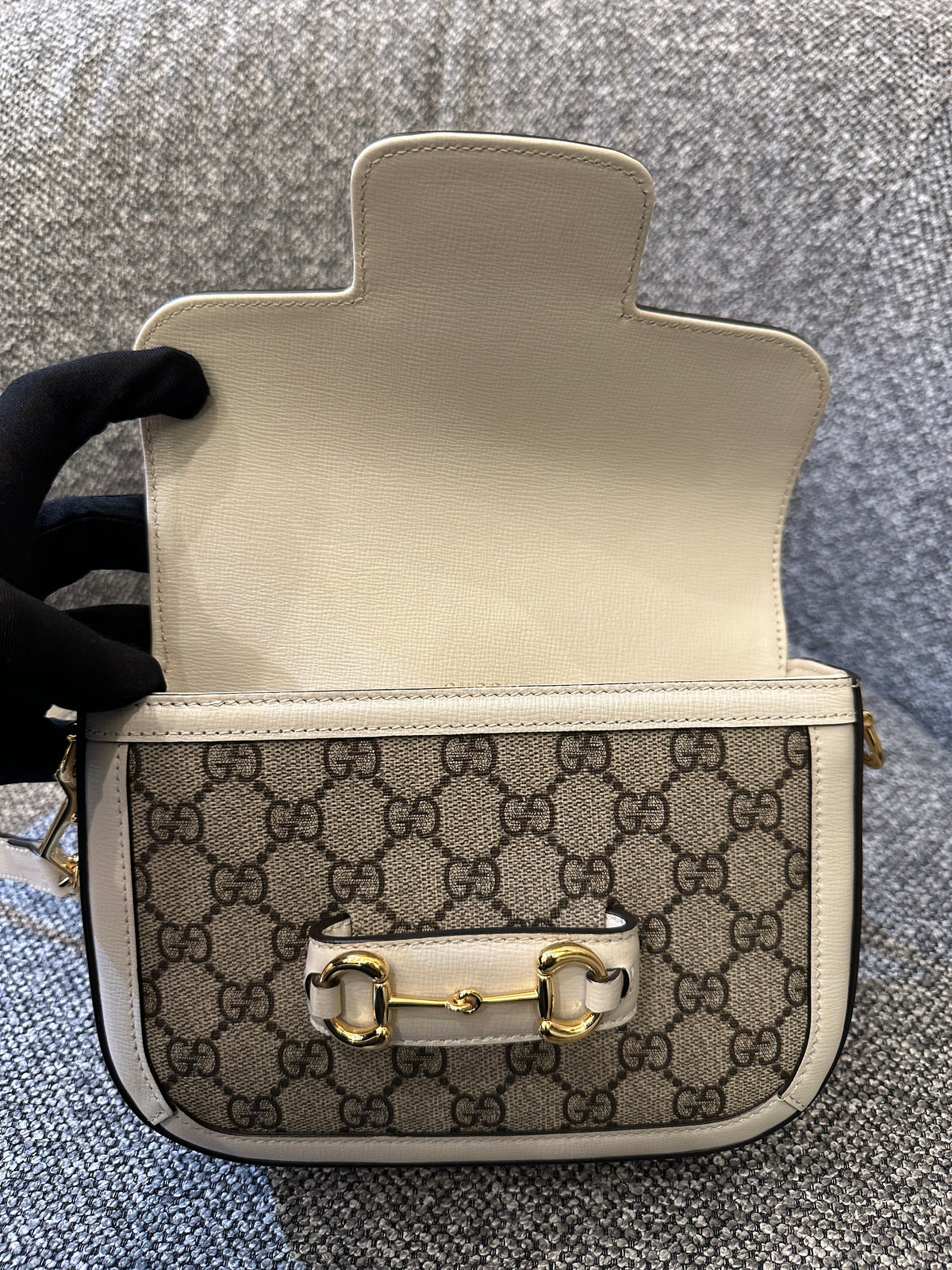 Gucci Horsebit 1955 Mini Crossbody Bag in White