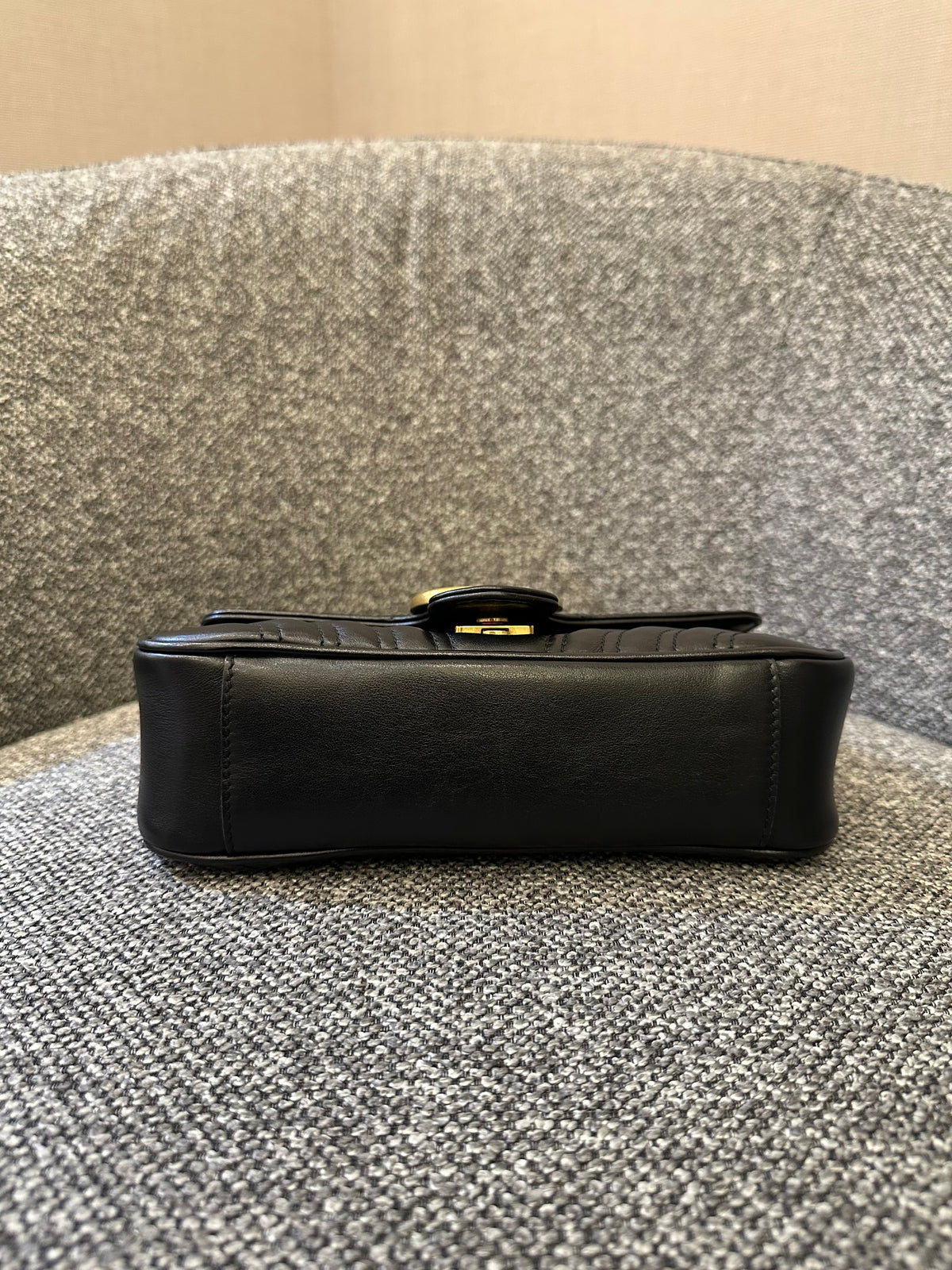 Gucci GG Marmont Matelasse Shoulder Bag in Black Leather