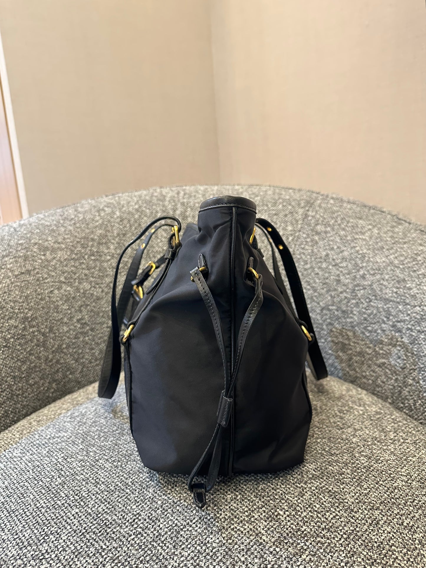 Prada Tote Bag in Black Tessuto Nylon and Leather