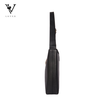Gancio Hobo Bag In Black Saffiano Leather