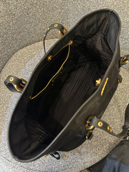 Prada Tote Bag in Black Tessuto Nylon and Leather