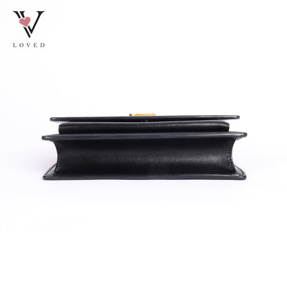 Black Leather Sunset Chain Shoulder Bag