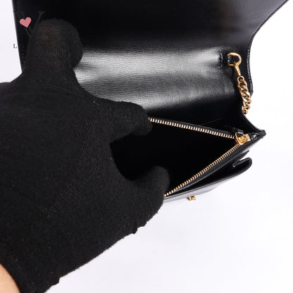 Black Leather Sunset Chain Shoulder Bag