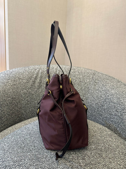 Prada Tote Bag in Burgundy Tessuto Nylon and Leather