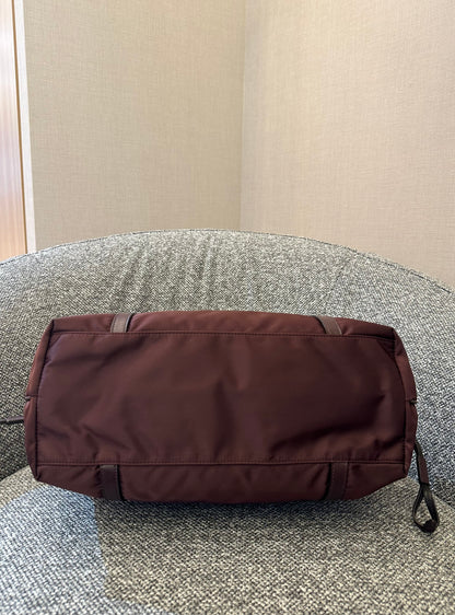 Prada Tote Bag in Burgundy Tessuto Nylon and Leather