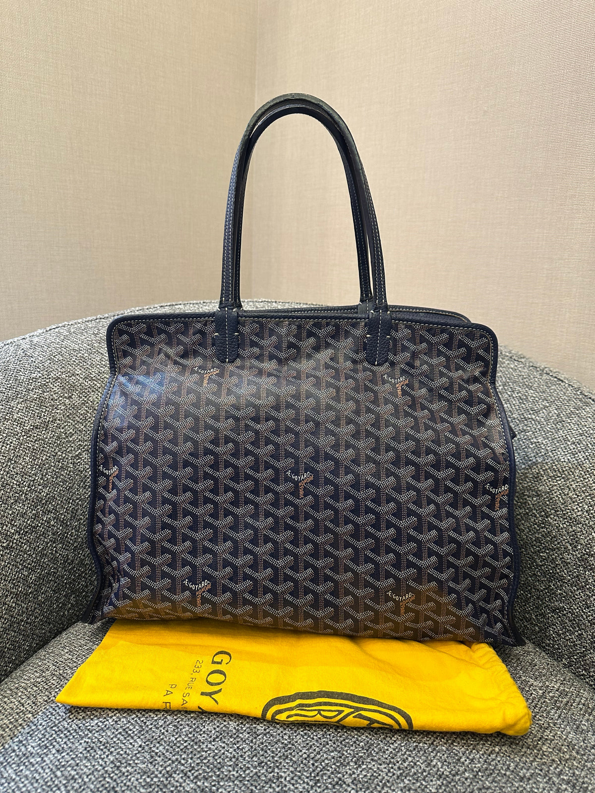 Goyard Hardy Tote Bag w/ Pouch In Navy Blue