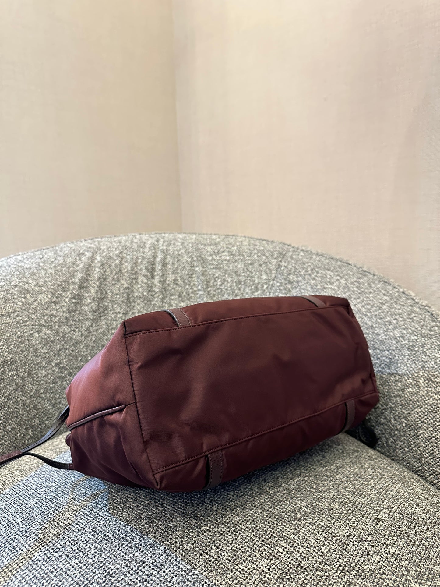 Prada Tote Bag in Burgundy Tessuto Nylon and Leather
