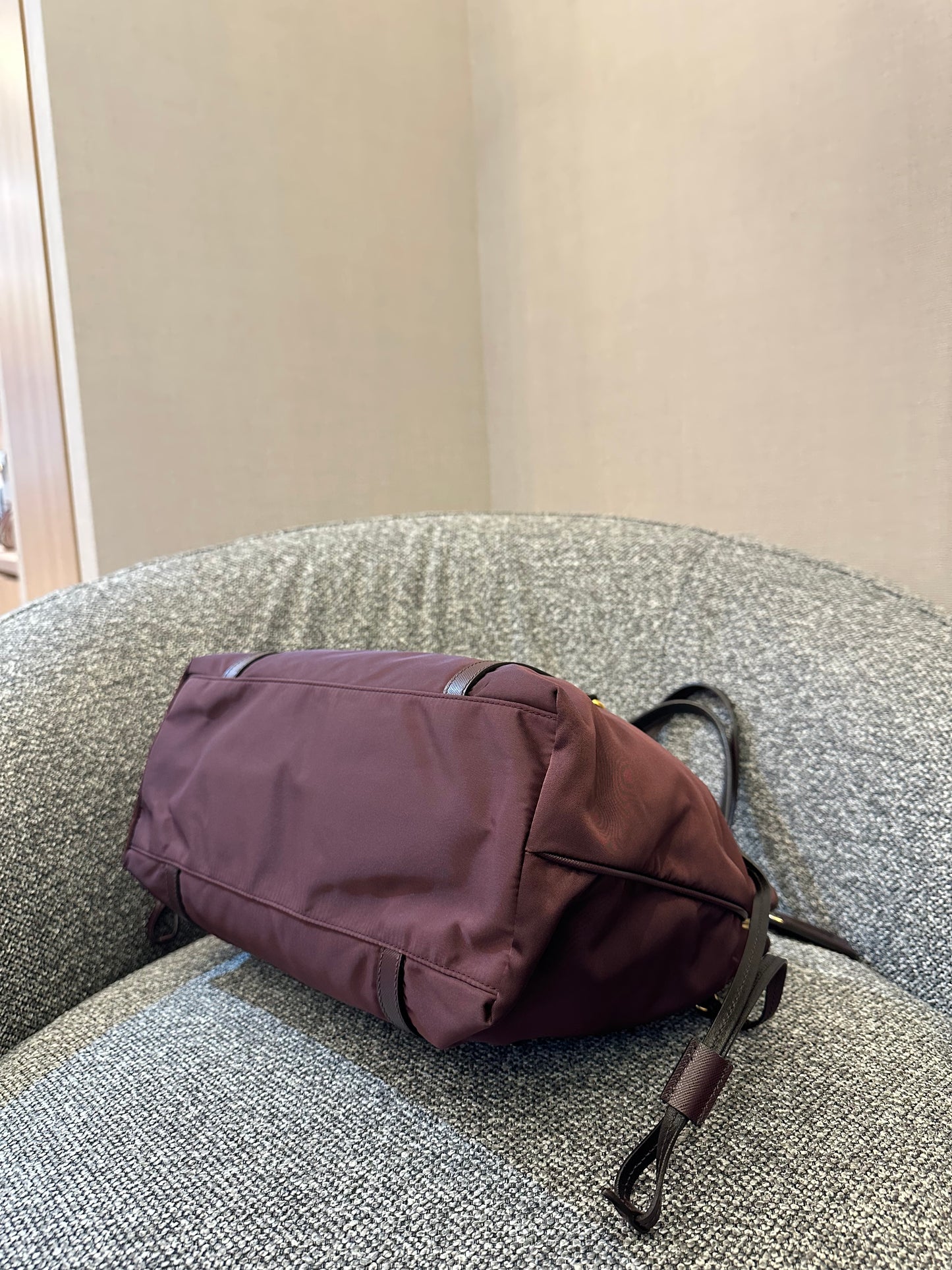 Prada Tote Bag in Burgundy Tessuto Nylon and Leather