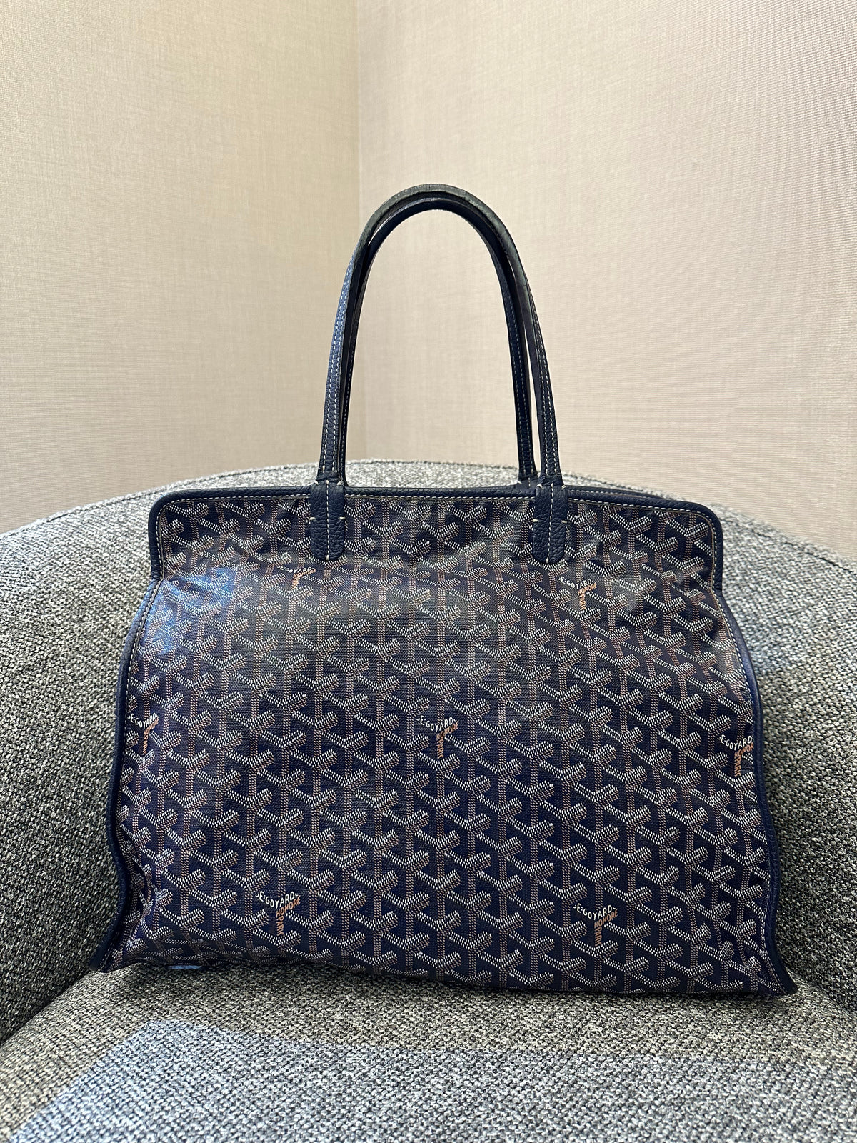 Goyard Hardy Tote Bag w/ Pouch In Navy Blue