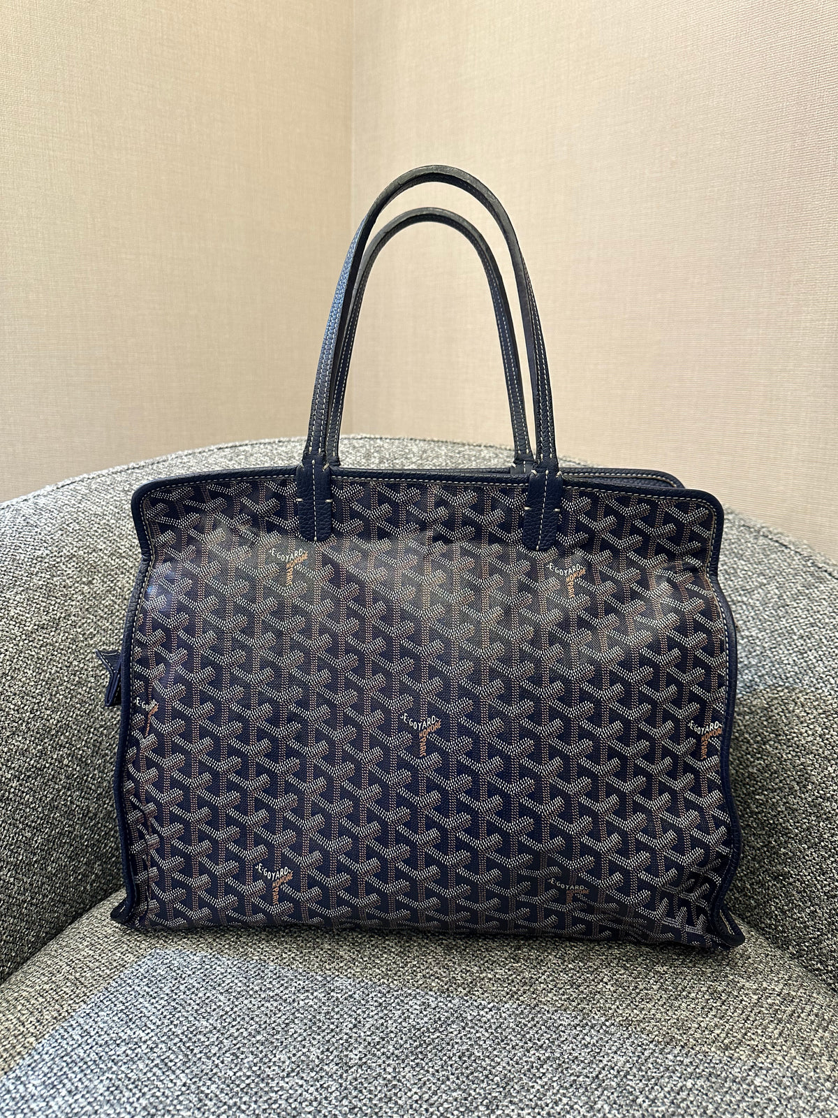 Goyard Hardy Tote Bag w/ Pouch In Navy Blue
