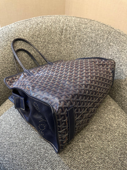 Goyard Hardy Tote Bag w/ Pouch In Navy Blue